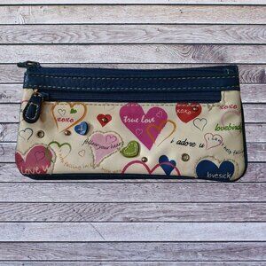 Women's Blue Hearts Love Colorful Bifold Wallet Credit Card